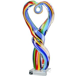 Glas Art sculptuur Twist - Veelkleurig - Hoogte 34cm - Glas - Hartvorm - Decoratieve Figuur - Woonaccessoire