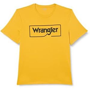 Wrangler Heren Frame Logo Tee Shirt, GOLDEN Spice, X-Small