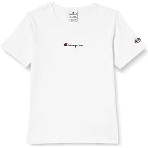 Champion Legacy Icons G - Soft Cotton 1 x 1 Rib Slim S/S Crewneck T-shirt, wit, 13-14 jaar meisjes en meisjes SS24, Wit, 13-14 jaar