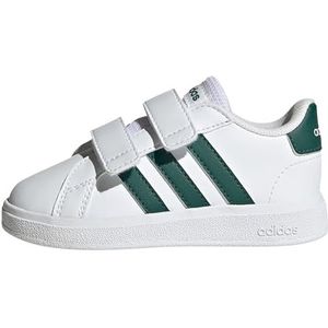 adidas Unisex Baby Grand Court Lifestyle Hook and Loop Sneakers, Ftwr White Collegiate Green Ftwr White, 24 EU