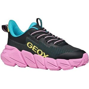Geox J Flexyper Fast Girl Sneaker, zwart/meerkleurig, 31 EU, Black Multicolor, 31 EU