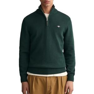 GANT Casual katoenen trui met halve rits voor heren, Tartan Green, XL