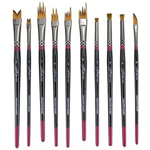 Creative Mark FX Special Effects Paint Brush Set Unique Ribbon, Multi-Line, Angular Dabber Style Professional Artist Paintbrushes for Watercolor, Thinned Acrylics & Oil Paint - Set of 10