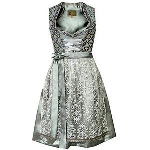 Alte Liebe Klederdrachtjurk 2-delig. Dames Dirndl jurk met kanten schort Gr. 34,36,38,40,42,44,46, petrol blauw groen, 40