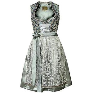 Alte Liebe Klederdrachtjurk 2-delig. Dames Dirndl jurk met kanten schort Gr. 34, 36, 38, 40, 42, 44, 46, Petrol Blauw Groen, 40 EU