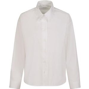 Seidensticker Hemdblouse voor dames, modieuze blouse, oversized fit, hemdblousekraag, lange mouwen, katoenmix, stretch, wit, 40