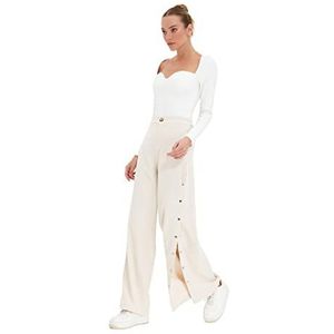 Trendyol Vrouwen Hoge Taille Wijde Pijpen Broek, Steen, 64