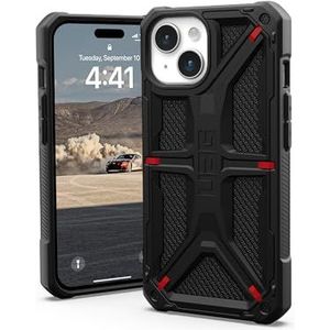 URBAN ARMOR GEAR Monarch case compatibel met Apple iPhone 15 case [draadloos opladen compatibel, 5-layer military grade bescherming, opstaande rand] kevlar zwart