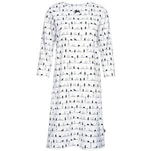 Trigema Nachthemd met 3/4 mouwen en kattenmotief, wit, 3XL