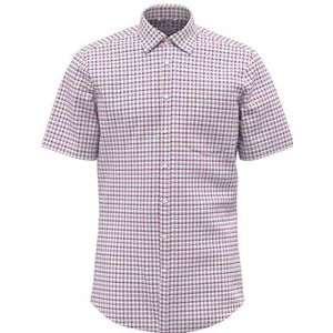 Seidensticker Zakelijk overhemd voor heren, regular fit, strijkvrij, New Button-down, korte mouwen, 100% katoen, rood, 38