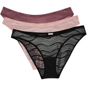 Calvin Klein Dames Bikini 3Pk 000QD5203E Brief, Multi (Zwart/Vintage Roze/ingetogen), XL, Multi (Zwart/Vintage Roze/Ingetogen), XL
