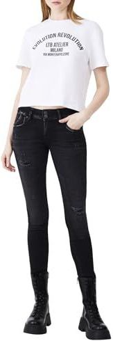 LTB Jeans Dames Molly M - Slim Fit met gemiddelde taille en ritssluiting in zwart van katoenmix - Maat W27L36, Fiola Wash 55177, 27W x 36L