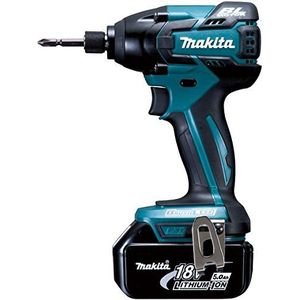 Makita DTD129RTJ Accu-slagschroevendraaier, 18 V/5,0 Ah in Makpac, inclusief 2 accu's en oplader laadapparaat in MAKPAC mit 2x Akku 5,0 Ah zwart, turquoise