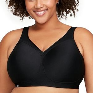 Glamorise Vrouwen Plus Size MagicLift Naadloze Sport BH Draadloos 1006, Zwart, 115J