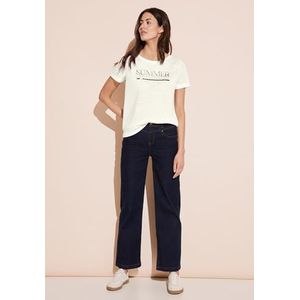 Street One partprint shirt with wording with short sleeve Dames T-shirt - off white