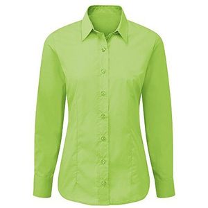 Alexandra STC-NF90LM-14 Gemakkelijk te verzorgen damesshirt met lange mouwen, gewoon, 65% Polyester/35% Katoen, Maat 14, Lime Groen