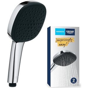 GROHE Vitalio Comfort 110 Handdouche voor hoge druk (vierkant 11 cm douchekop, 2 sproeiers: regen en straal, antikalksysteem, siliconen ring, universeel montagesysteem), chroom, 26925001