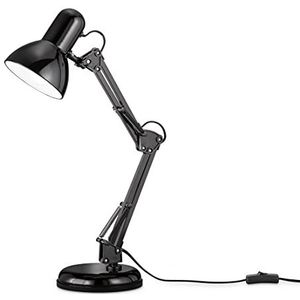 EGLO Colinezza Tafellamp, bureaulamp met 1 lichtpunt, flexibel instelbaar, tafellamp, industrieel, modern, bureaulamp van metaal in zwart, lamp met schakelaar, E14-fitting