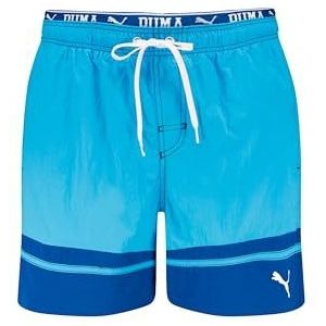 PUMA - Swim Men Color Block Mid Shorts - Blauw - Korte Broeken
