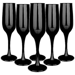 Glasmark Krosno Glazen Set 0,2 Liter Champagne Prosecco Glas Kelk Champagne Mousserende Wijnglazen Zwart 6 X 200 Ml