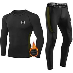 MEETYOO Thermo-ondergoed voor heren, lang functioneel ondergoed, ademend, sportpak, compressiepak voor workout, skiën, hardlopen, wandelen