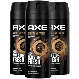 Axe Bodyspray Dark Temptation Deo zonder aluminium bestrijdt geurvormende bacteriën en onaangename geurtjes, 150 ml, 3 stuks