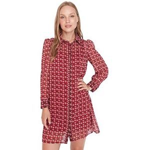 TRENDYOL Dames Woman oversized midi-standaard reverskraag geweven stof maten jurk, zwart, 38