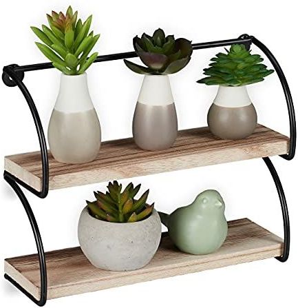Wandrek - Zwart - IJzer en MDF - 2 Planken