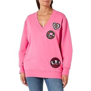 Love Moschino Dames Comfort Fit V-hals lange mouwen sweatshirt, fuchsia, 38