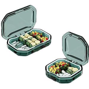 EACHPT Tablettenbox, 2 stuks, klein, 4 vakken + 6 vakken, reispillendoosje, draagbaar, vochtbestendig, medicijnbox, kleine pillendoos voor portemonnee