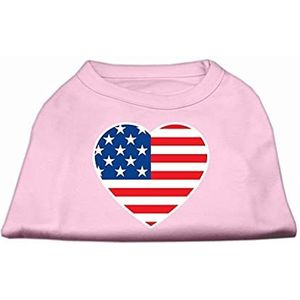 Mirage Amerikaanse vlag hart scherm Print Shirt, X-Small, lichtroze