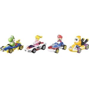 Hot Wheels Mario Kart metalen replica's van personages in 4-pack Elk pack bestaat uit populaire personages en 1 exclusieve accessoire voor kinderen vanaf 3 jaar