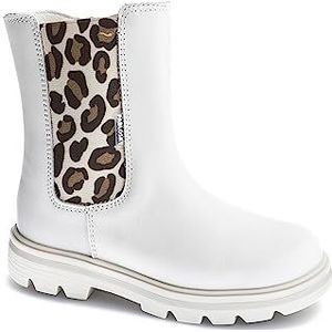 Pablosky Witte meisjeslaarzen van leer en technisch textiel met ritssluiting, Wit, 36 EU