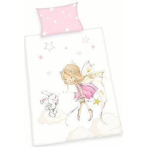 Herding Beddengoedset, wit/roze, 100 x 135 cm