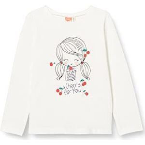 Koton Bedrukt T-shirt met lange mouwen, ronde hals, katoen, T-shirt voor meisjes, ecru (002), 9/12 meses