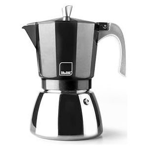 IBILI - Elba Black espressomachine, 6 kopjes, 300 ml, gegoten aluminium, roestvrijstalen basis, geschikt voor inductie