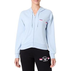 EMPORIO ARMANI Vrouw Licht Terry Hoodie Zip Sweatshirt Blauw XS, Lichtblauw, XS