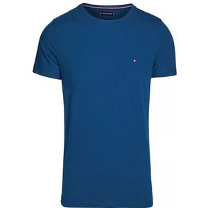 Tommy Hilfiger Heren stretch slim fit T-shirt S/S T-shirts, blauw, L, Anker Blauw, L