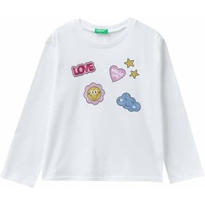 United Colors of Benetton T-shirt voor meisjes en meisjes, melkwit 074, 5 jaar