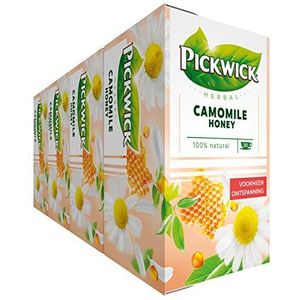 Pickwick Herbal Camomile Honey Kruidenthee met Kamille en Honing (80 Theezakjes - 100% Natuurlijk) - Cafeïnevrij - 4 x 20 Zakjes