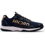 HUNDRED Xoom Pro Non-Marking Professional Badminton Shoes for Men (Navy Blue/Gold, Size: UK 3/US 4/EU 37)|Material : Mesh,TPU & leather, Sole: Rubber|Suitable for Badminton/Tennis/Squash/Basketball