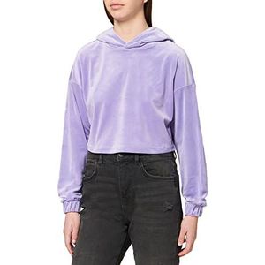 Urban Classics Hoody voor dames, korte oversized capuchontrui van zacht fluweel, buikvrije hoodie, maat XS tot 5XL, lavendel, XL
