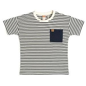 Koton Babyboys T-shirt met korte mouwen, ronde hals, één zakdetail, Marine Stripe (01m), 2-3 Jaar