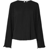 Blouse - Zwart - Polyester - Lange Mouwen - Knoopsluiting