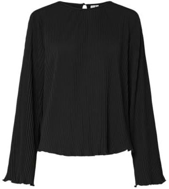 Blouse - Zwart - Polyester - Lange Mouwen - Knoopsluiting