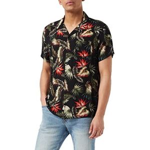 Schott NYC Shrivera overhemd voor heren, Zwart Tropical, M