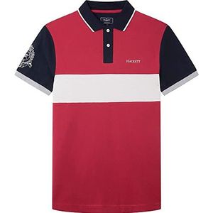 Hackett London Heritage Panel poloshirt voor heren, Bordeaux, XS
