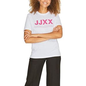 JACK & JONES Jjxx Jxanna Ss Regular Every Logo Tee Noos T-shirt voor dames, Helder Wit/Print: Bright Rose, L
