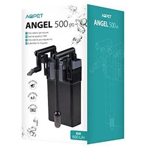 AQPET Angel 500 PRO Buitenfilter voor aquaria tot 100 liter, compleet met sponzen en filtermateriaal, grijs