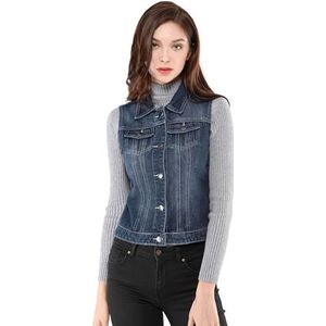 Allegra K Dames Denim Vest Geknoopt Gewassen Taillejas Jeans Gilet Mouwloos Jas